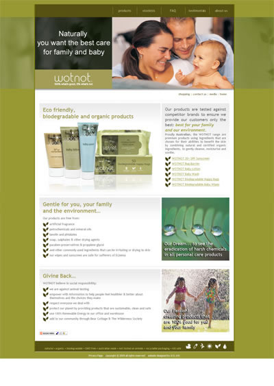Organic baby & family products website